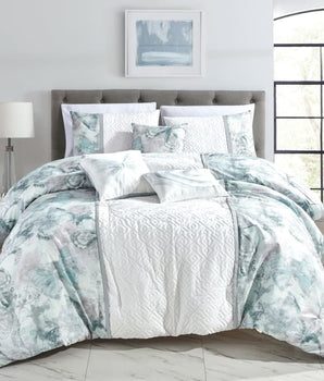 Butterflies Jacquard White Comforter - 6 Piece Set - Linen Mart Cozy Down Comforters, Quilts, Sheets,Pillows & Weighted Blankets