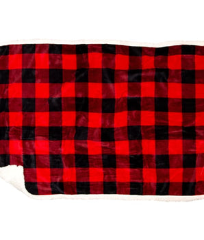 Lumberjack Red Plaid Dog Blanket - White Sherpa - Dog