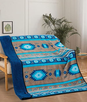 Sedona Sky Plush Throw Blanket - Turquoise - Blankets &