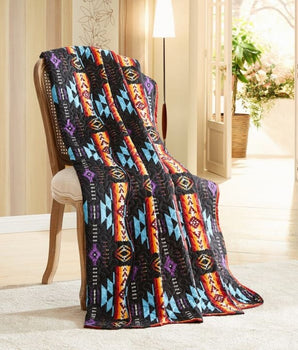Southwest Aztec Quilted Throw - Black - Throw Blanket