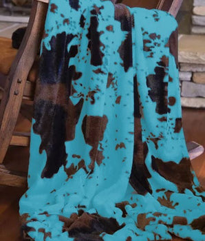 Turquoise Cowhide Throw - Throw Blanket