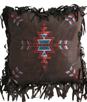 Embroidered Aztec Pillow