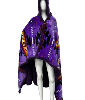 Aztec Hooded Blanket - Purple - Apparel