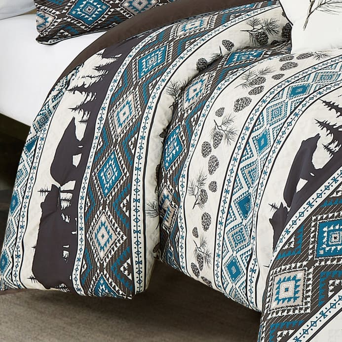 Big Bear Southwest Turquoise Aztec Comforter - 6 Piece Set - Linen Mart Cozy Down Comforters, Quilts, Sheets,Pillows & Weighted Blankets