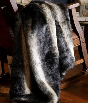 Black Wolf Fur Throw - Throw Blanket