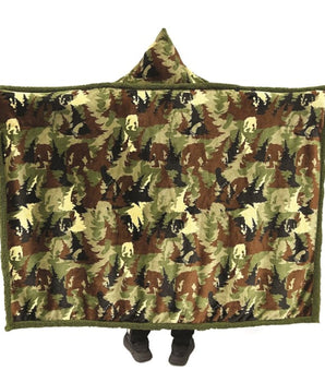 Forest Camo Hooded Blanket - Green Apparel