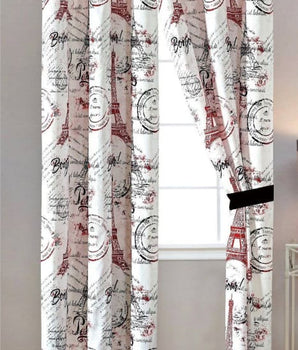 French Modern Eiffel Tower Curtain Set - Linen Mart Cozy Down Comforters, Quilts, Sheets,Pillows & Weighted Blankets