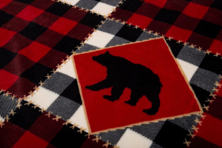 Lumberjack Bear Sherpa Throw Blanket - Sherpa Throw