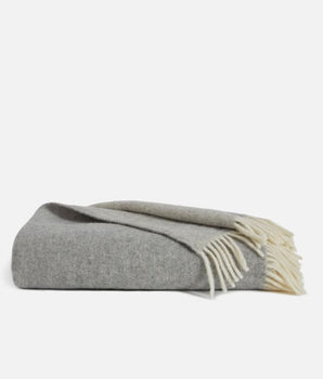 Pure Wool Throw Blanket - Greige