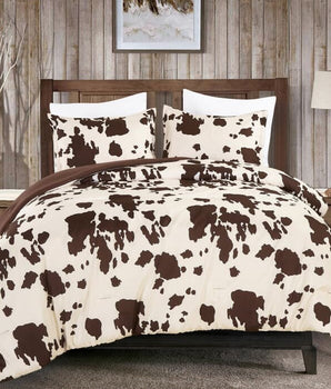 Rustic Cowhide Brown Comforter Set - 3 Piece Set - 