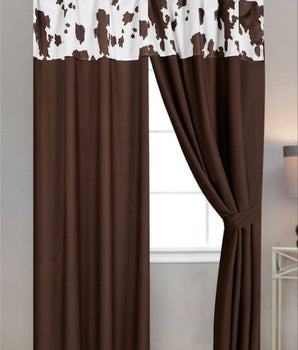 Rustic Cowhide Brown Curtains - 4 Piece Set - Linen Mart Cozy Down Comforters, Quilts, Sheets,Pillows & Weighted Blankets