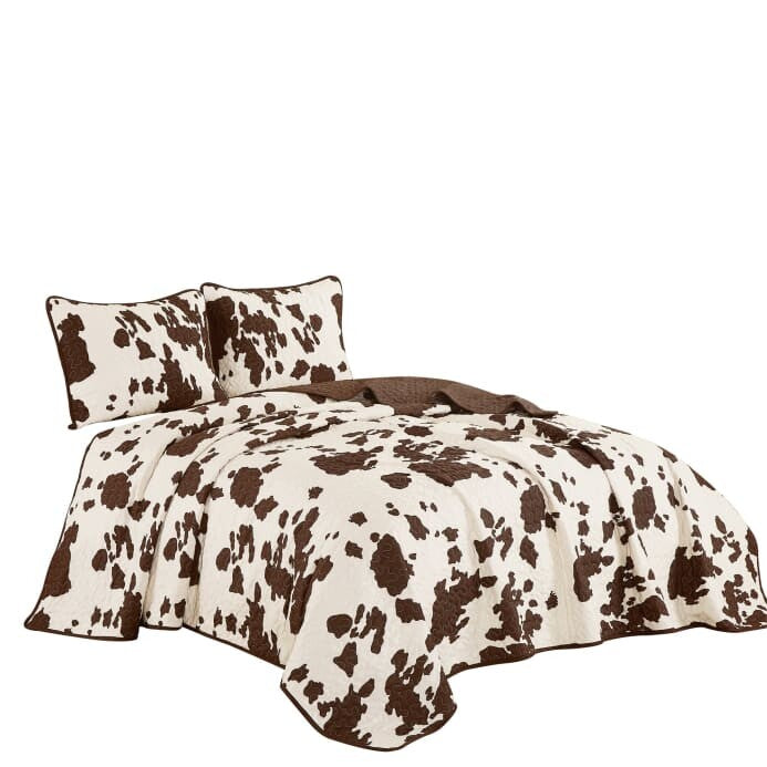 Rustic Cowhide Brown Bedspread Quilt - 3 Piece Set - Quilts 