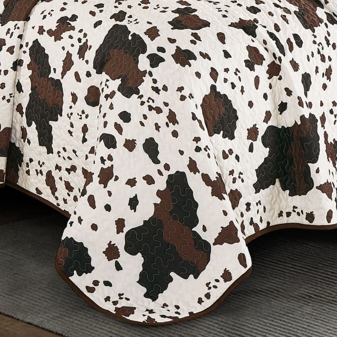Rustic Cowhide Lodge Bedspread Quilt - 5 Piece Set -
