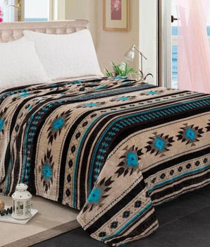 Southwest Aztec Fleece Blanket - Brown - Blankets & Throws