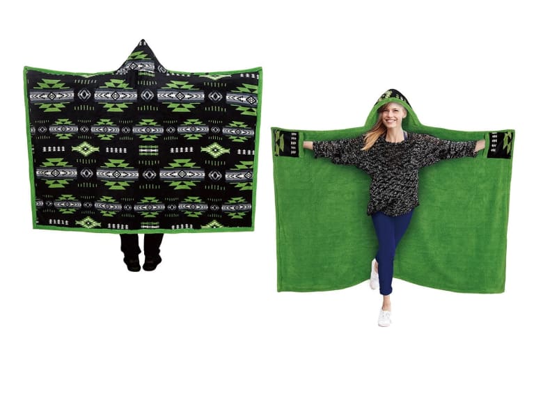 Southwest Aztec Hooded Blanket - Lime - Apparel
