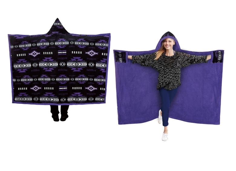 Southwest Aztec Hooded Blanket - Purple - Apparel