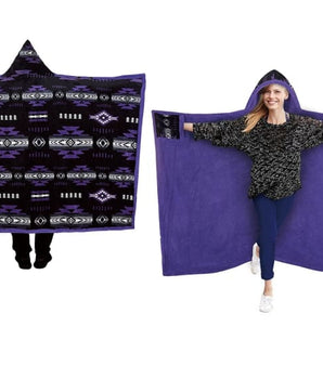 Southwest Aztec Hooded Blanket - Purple - Apparel