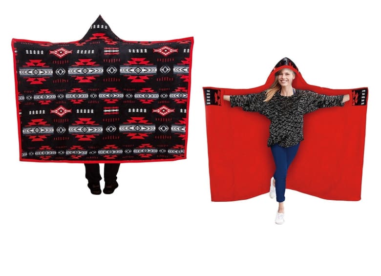 Southwest Aztec Hooded Blanket - Red - Apparel