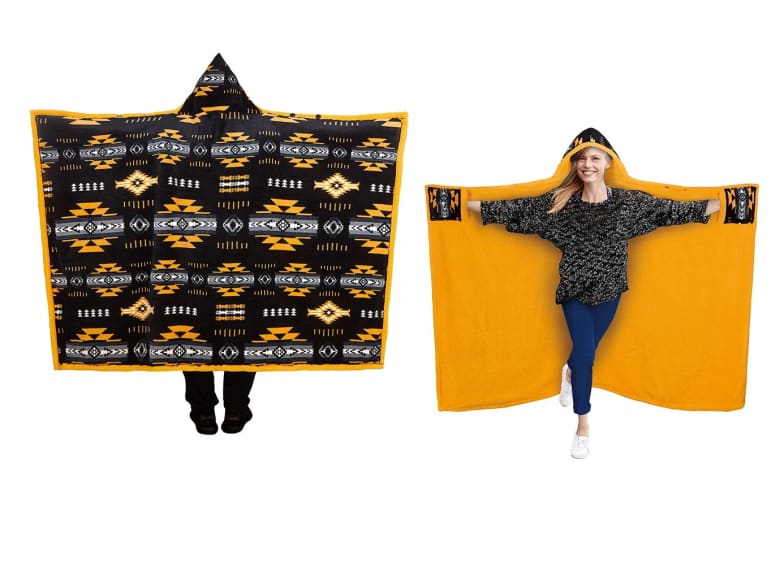 Southwest Aztec Hooded Blanket - Yellow - Apparel