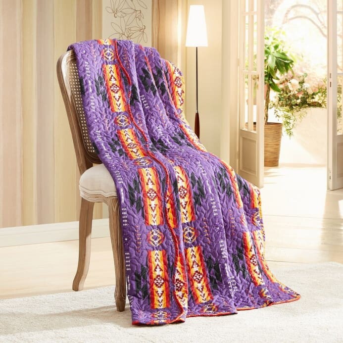 Southwest Aztec Quilted Throw - Purple - Throw Blanket