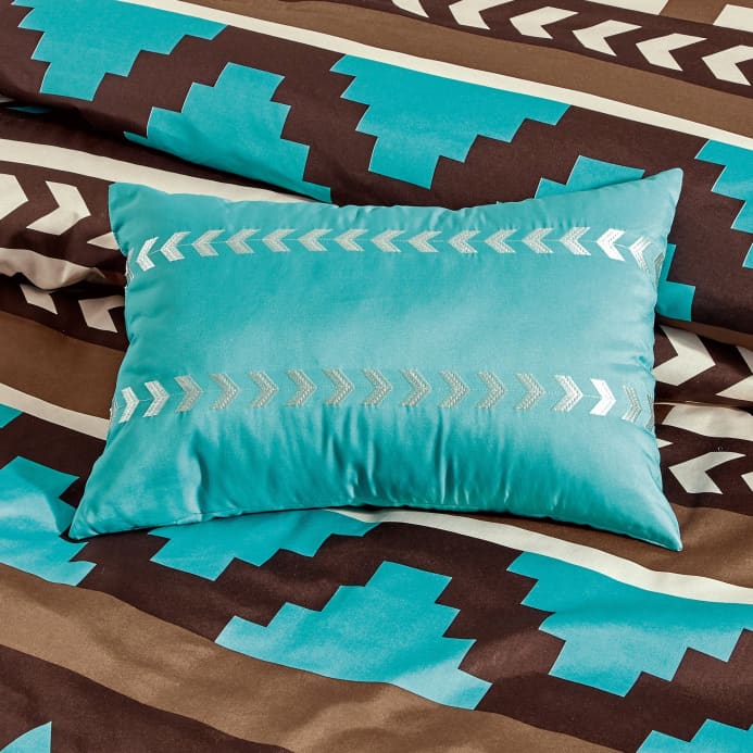Southwest Navajo Turquoise Aztec Comforter - 6 Piece Set - Linen Mart Cozy Down Comforters, Quilts, Sheets,Pillows & Weighted Blankets