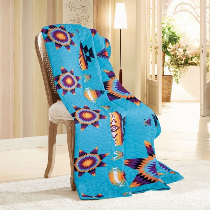 Southwest Starburst Quilted Throw - Turquoise - Throw