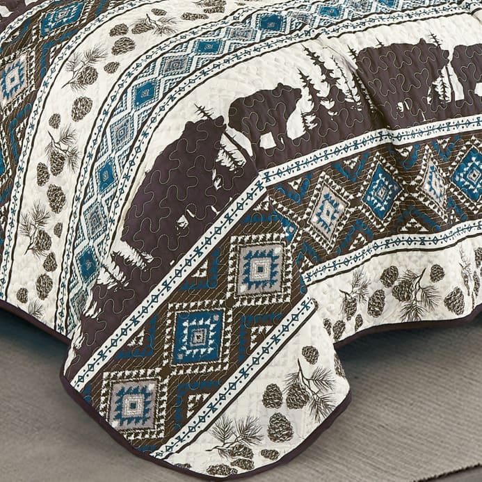 Southwestern Big Bear Aztec Quilt Coverlet - 5 Piece Set - 