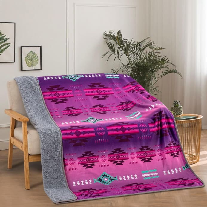 Tropical Soutwest Sherpa Throw - Pink Berry - Sherpa Throw