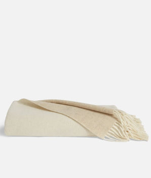 Two - Toned Lambswool Throw Blanket - Cream