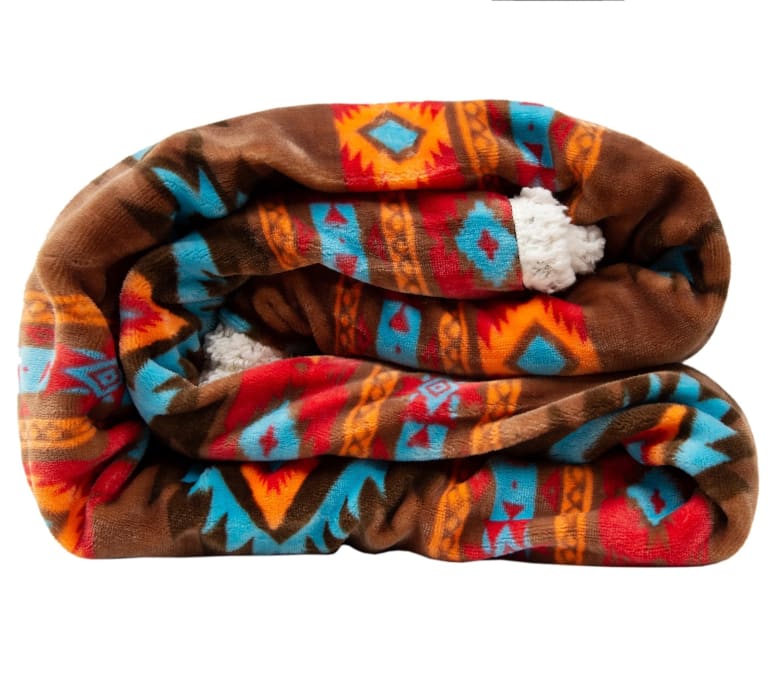 Southwest Horizon Sherpa Fleece Throw Blanket - Linen Mart Cozy Down Comforters, Quilts, Sheets,Pillows & Weighted Blankets