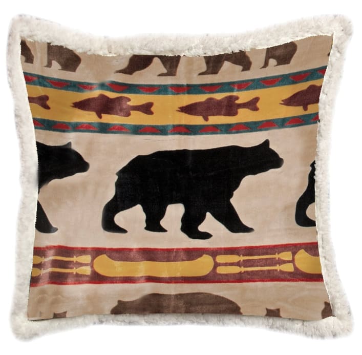 Bear Family Sherpa Throw Pillow - Accent Pillow