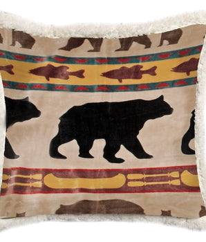 Bear Family Sherpa Throw Pillow - Accent Pillow