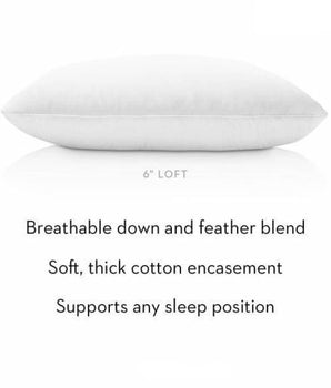 MALOUF Z Cotton Encased Feather + Down Blend Pillow - Linen Mart Cozy Down Comforters, Quilts, Sheets,Pillows & Weighted Blankets