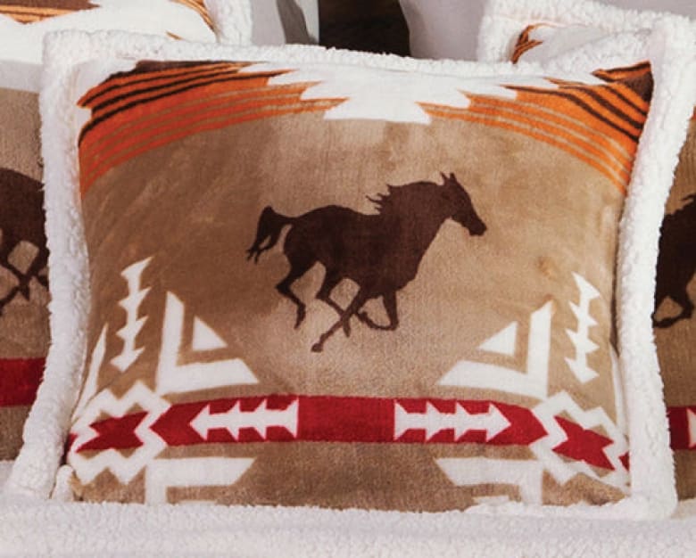 Wild Running Horses Sherpa Plush Accent Pillow - Accent